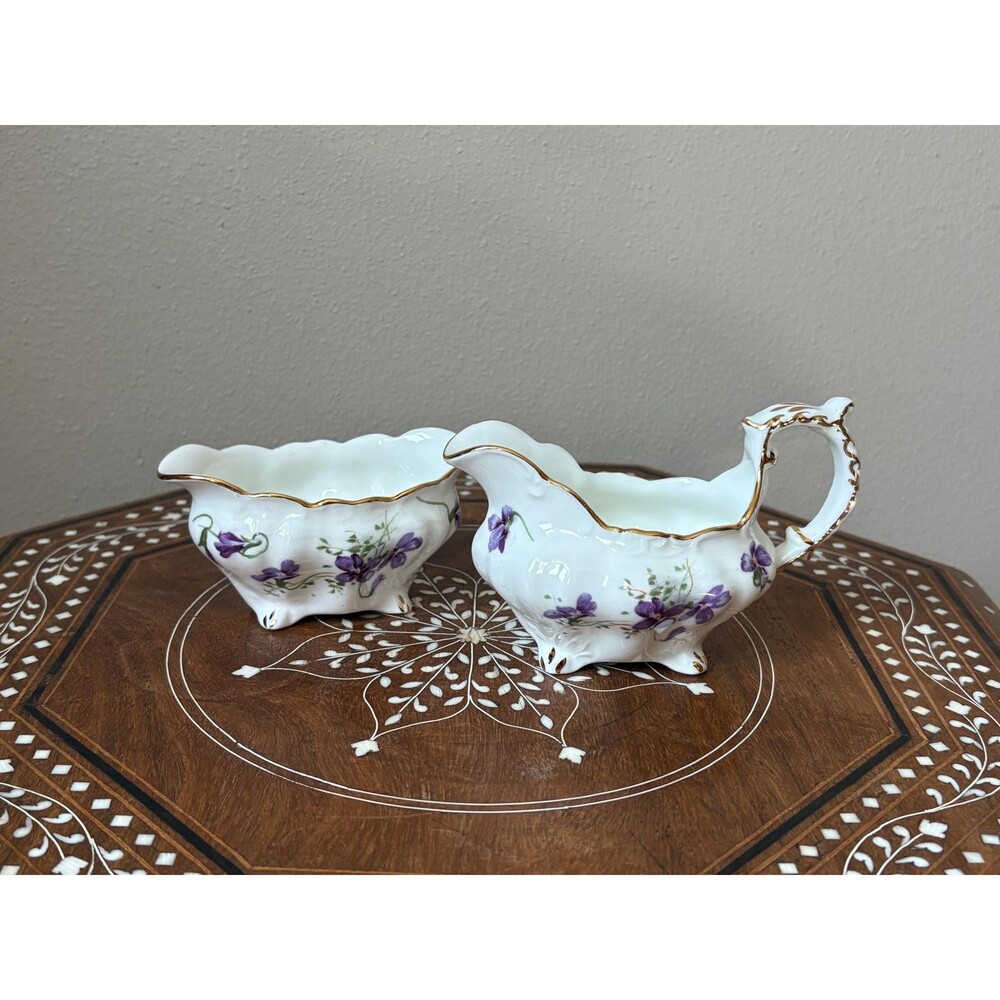 Vintage Hammersley ‘Victorian Violets’ Sugar And Creamer Set